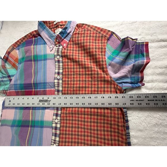 J.Crew Indian Madras Relaxed Fit Patchwork Plaid Button-Down Shirt Medium Casual - Picture 6 of 7
